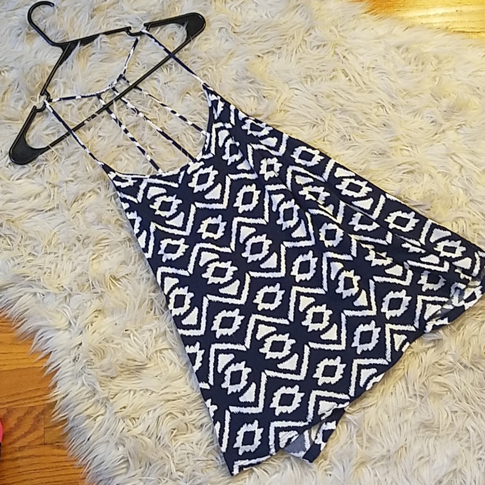 NOBO XXL FLOWY NAVY WHITE TRIBAL PATTERN TANK